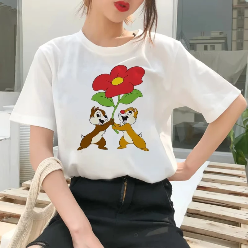 

Chip Dale Disney милая летняя футболка для мальчиков и девочек, семейная одежда для родителей и детей, повседневная свободная мужская и женская футболка большого размера с короткими рукавами