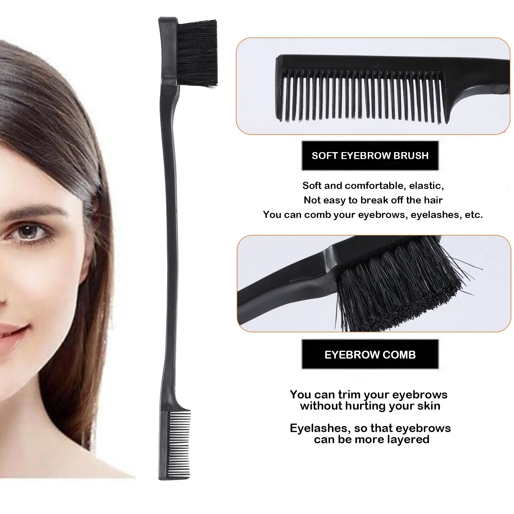 Brosse à cheveux Double face avec contrôle des bords, peigne Combo Pack 2 pièces rose et noir