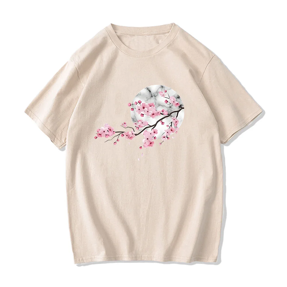 Dropshipping Customized T-shirt Japanese Sakura Tshirts Short Sleeve Men Women Tee-shirt Cotton Comfortable Printing Tees Tops