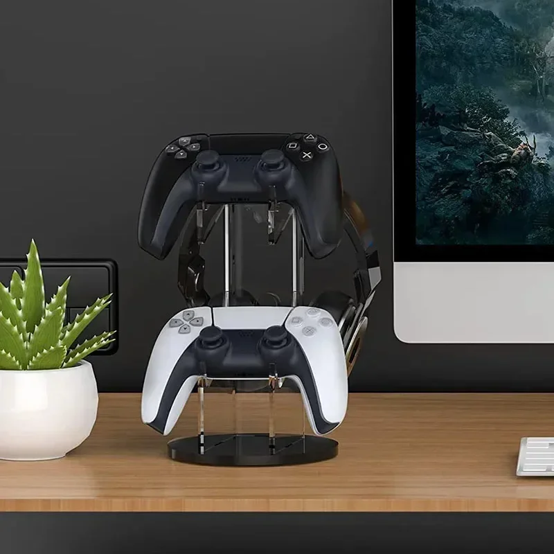 حامل عرض لوحة ألعاب أكريليك كريستالي مكون من طبقتين حامل وحدة تحكم ألعاب عالمية ولاسلكية لجهاز PS4 للتبديل #3