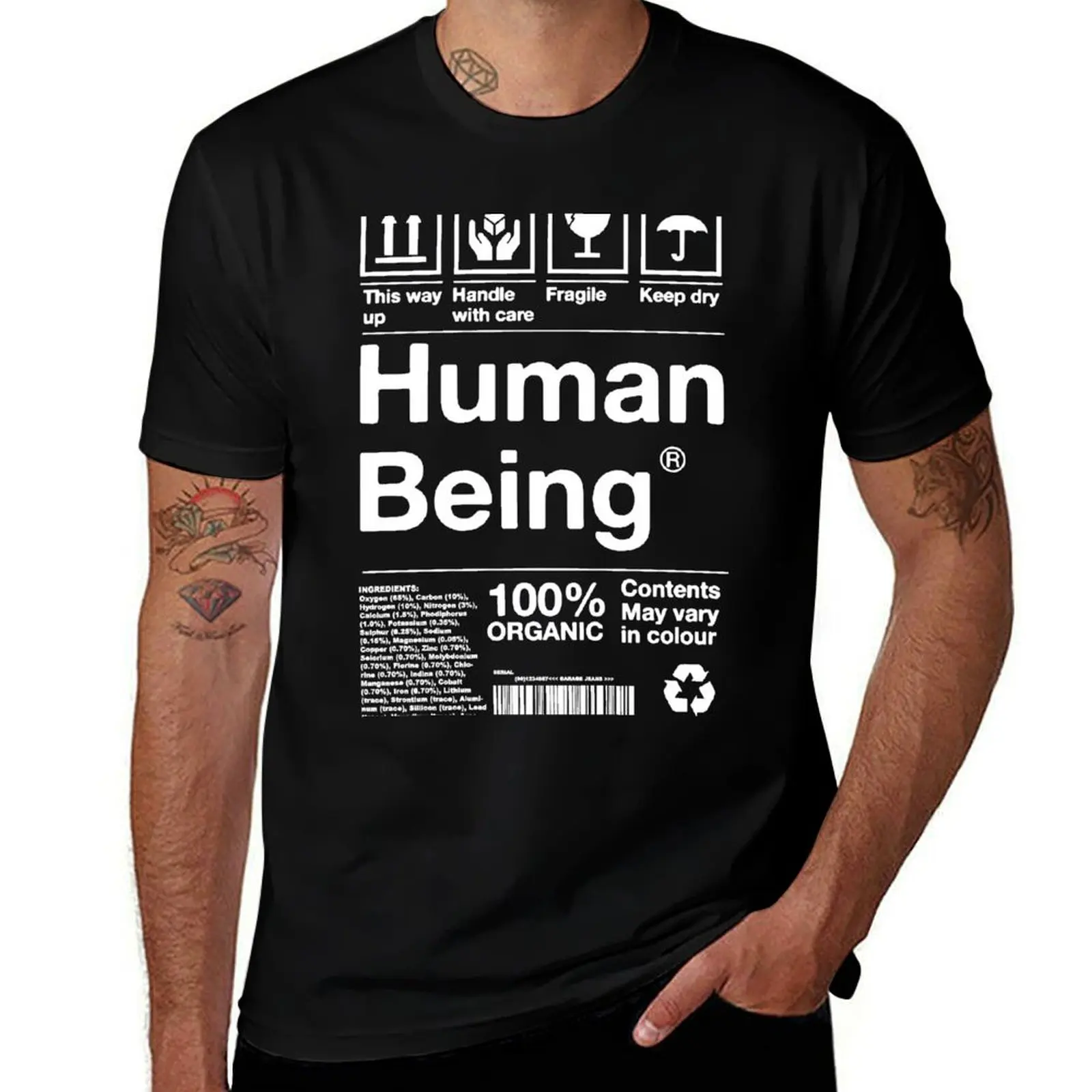 Human Being Ingredients List T-Shirt Soft Cotton Print T-Shirt