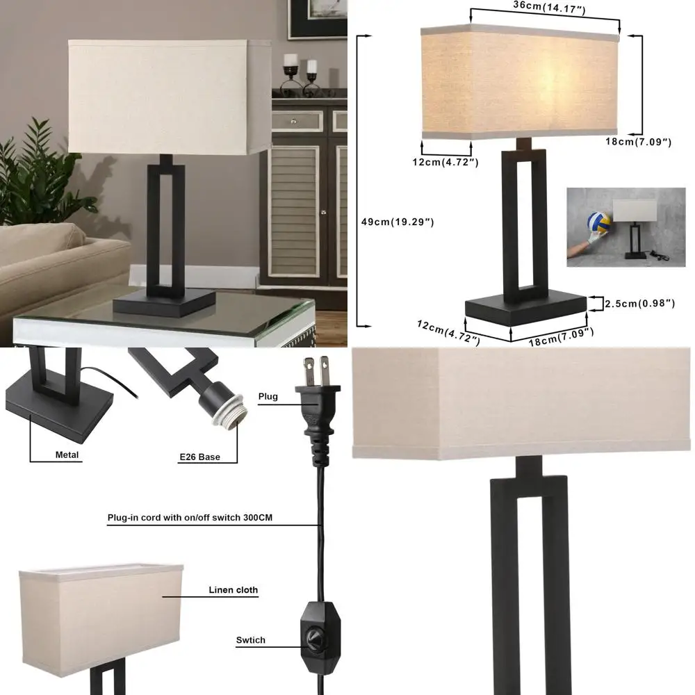 

Beige Linen Fabric Table Lamp with Dimmable Feature, Ideal for Bedside, Desk, and Home Office