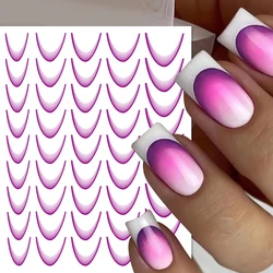 Fashion Purple Gradient French Style Nail Stickers 3D Design Romance French Line Adhesive Accessories Gradient Line Nail Decals