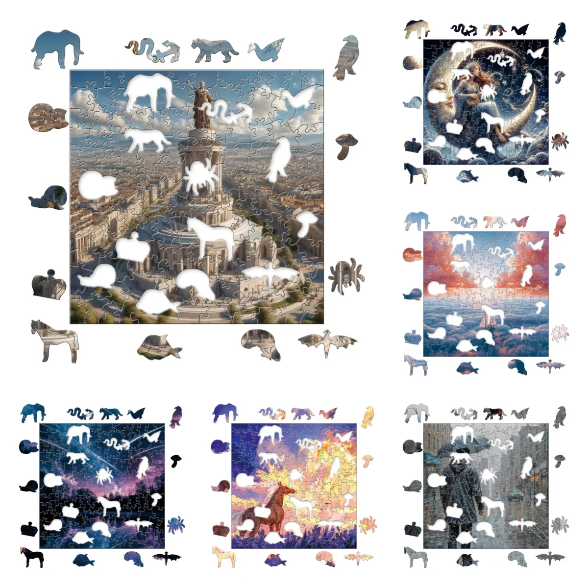 ZFX Starry Sky Shooting Stars Rainy moon Puzzles Unique Shape High Quality Jigsaw Puzzle Wooden Puzzle Best Gift For Child