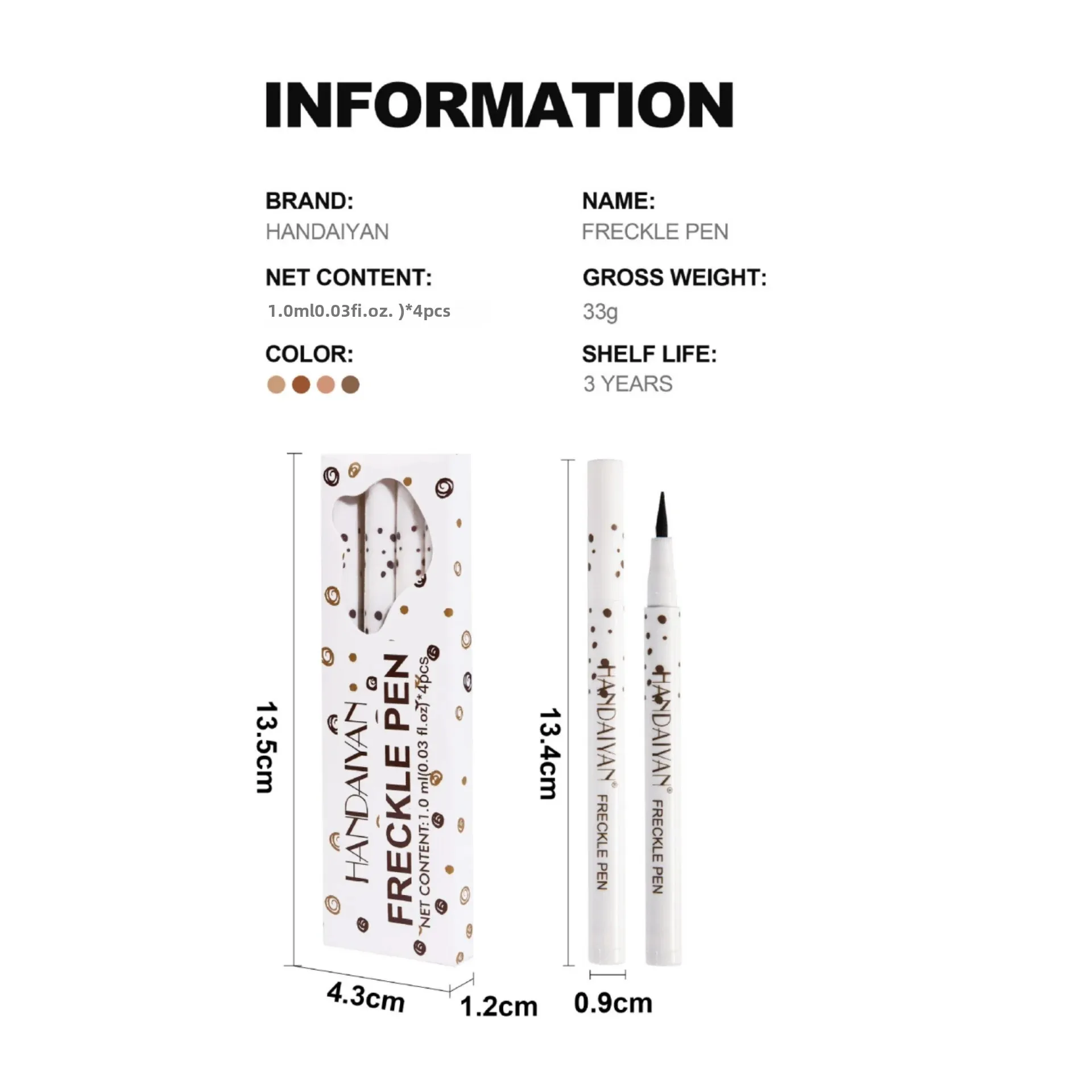 HANDAIYAN Natural Fake Freckle Pen Set Long Lasting Waterproof Quick Dry Fine Drawing Easy To Apply Freckle Pen