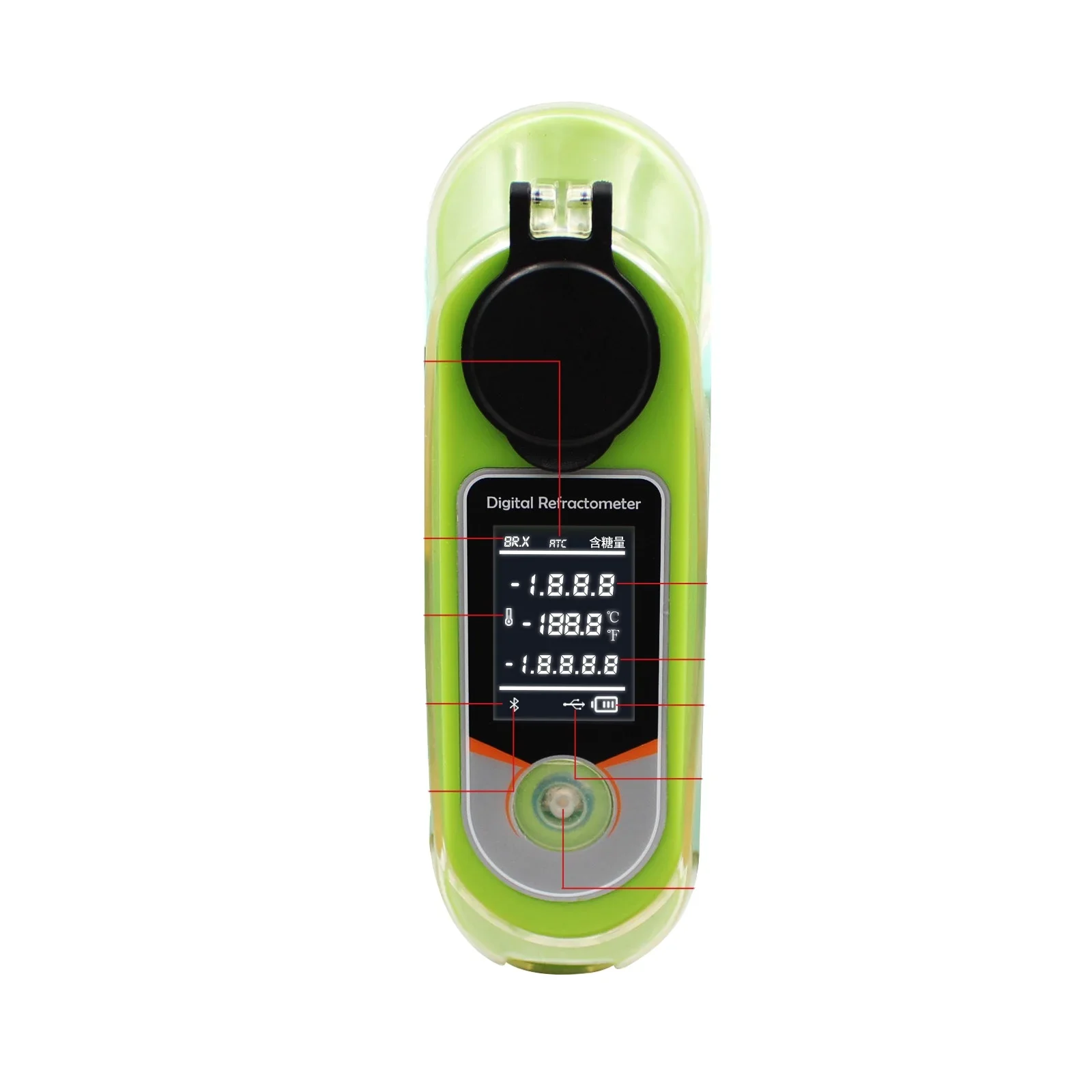 Precision Digital 0-50% Brix Refractometer Auto Honey Sugar Juice Analyzer for Sugary Beverages and Foods