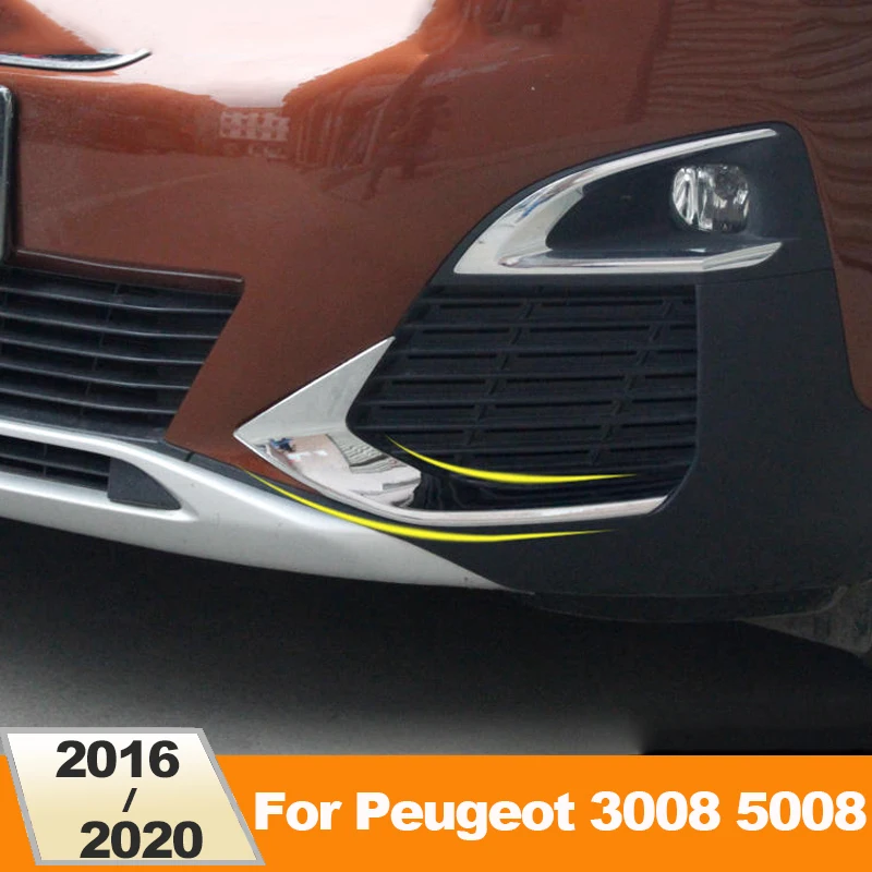 

ABS Car Front Fog Reflex Light Lamp Covers Bumper Trim Frame Decorate For Peugeot 3008 5008 GT Hybrid 2016-2019 2020 Accessories