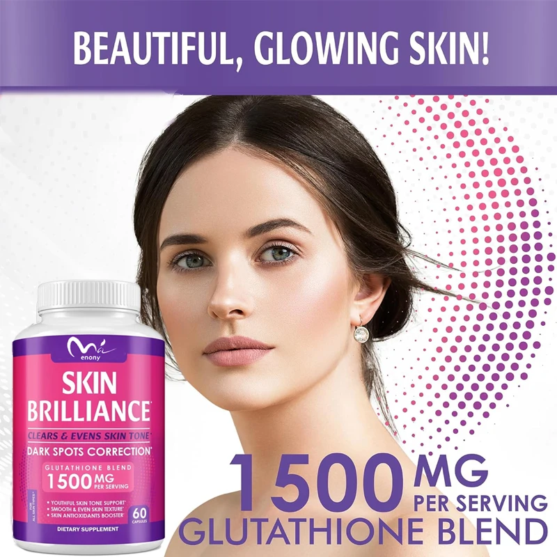 60 capsules of glutathione -1500mcg - skin tone enhancer - targeted at black spots and acne markers - potent antioxidant-