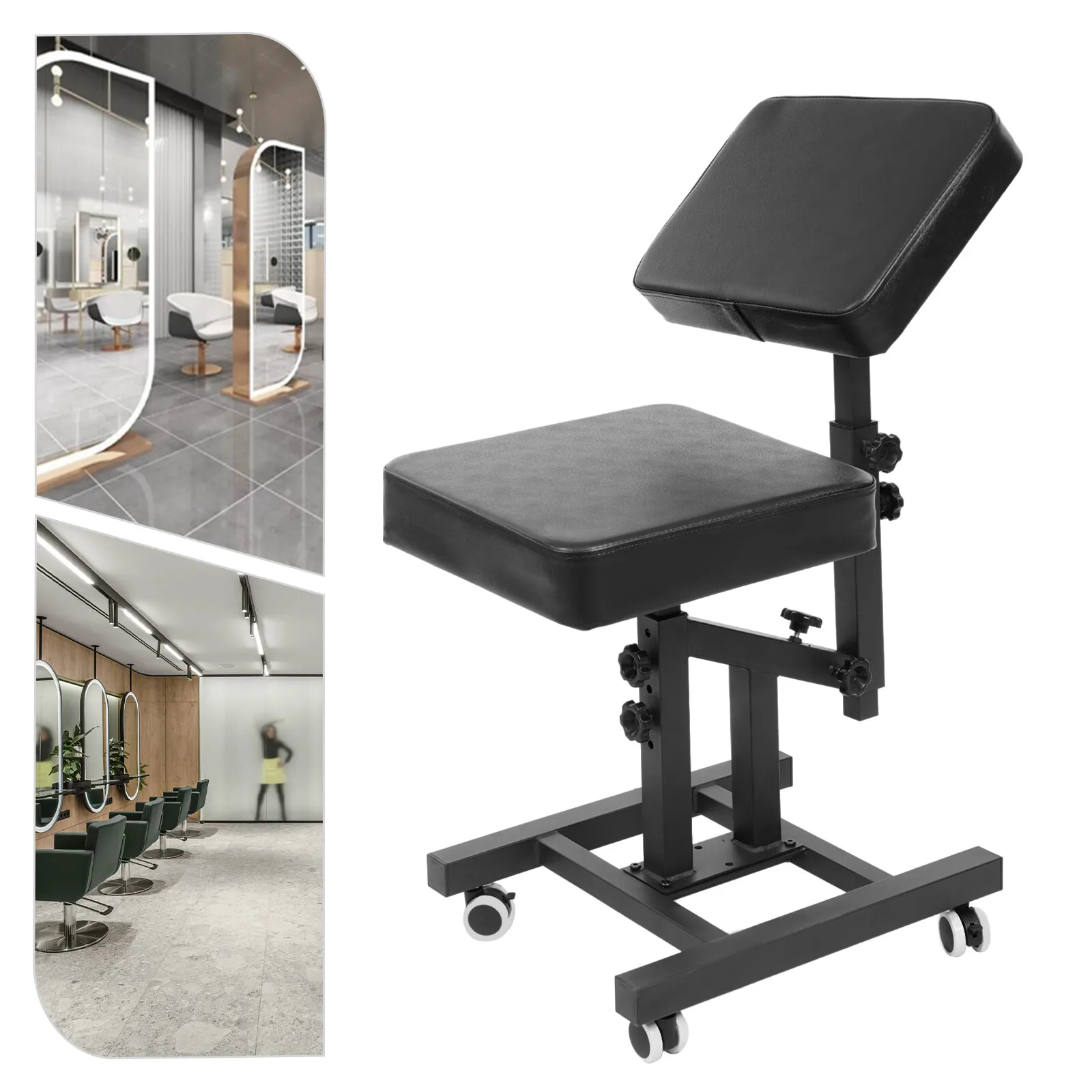 

Adjustable Hair Chair Adjustable Chair Height 16.93-24.02in with 180° Swivel & Universal Wheels