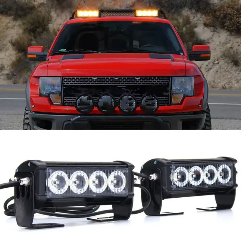 

2x4 LED Remote Police Emergency Flash Warning Light Car Grille Strobe Signal Lamp Daytime running lights Accessories 12V 24V