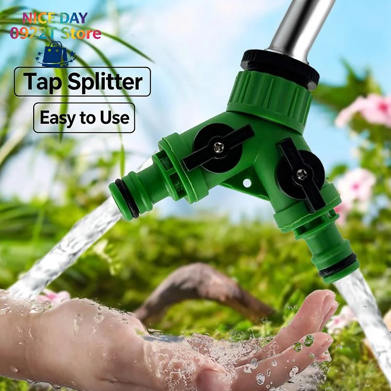 Plastic Y-Type 3 Way Garden Water Hose Splitter, Dual Outlet Pipe Adapter With Independent Switch Valve For Irrigation@#X