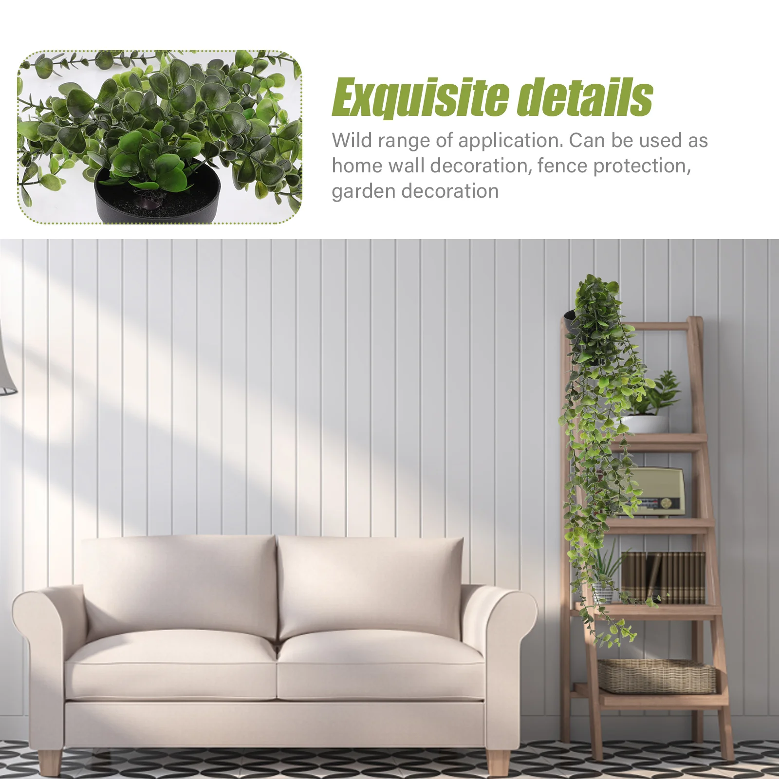 

2Pcs Faux Wall Hanging Plant Vine Pendant Rattan Decors for Home Garden Fence Decoration Realistic Natural Look