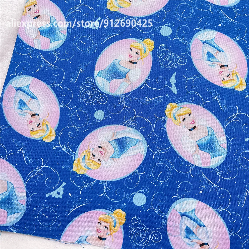 ディズニー プリンセス 生地 110cm×91cm ホワイト 韓国輸入生地 ディズニー プリンセス 白雪姫 オックス 50cm単位｜切売り