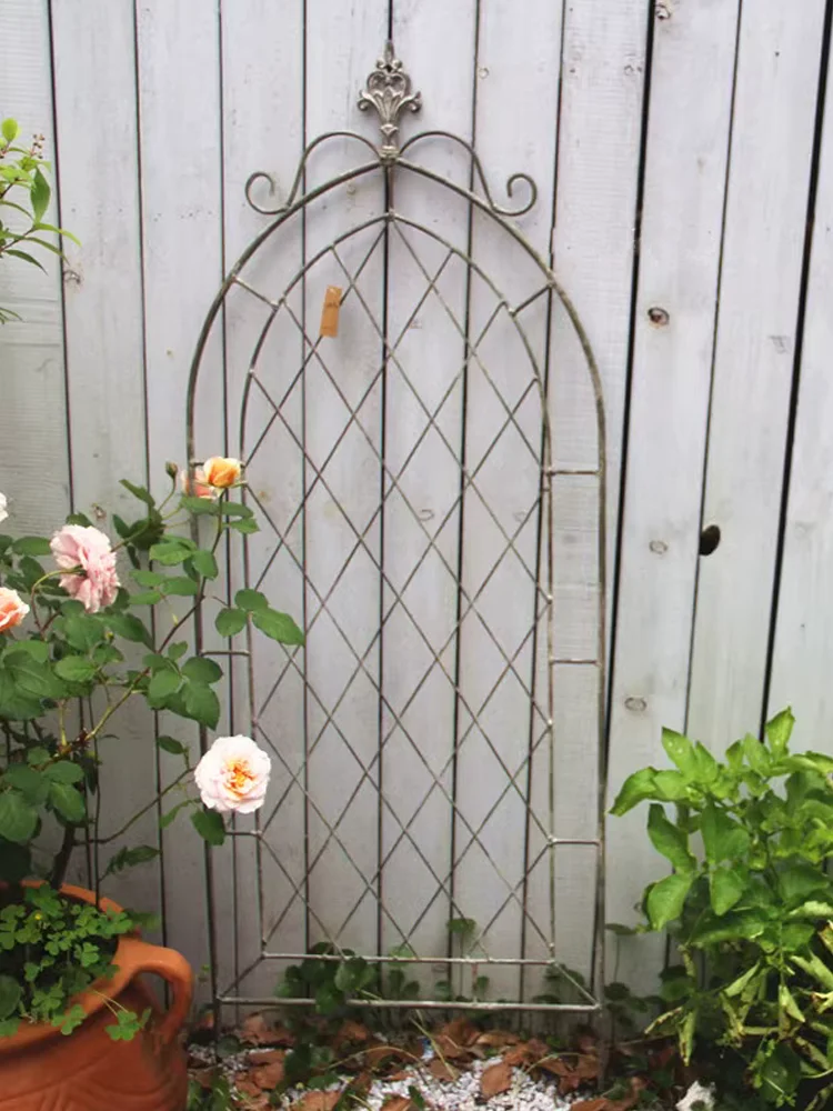 Vintage Weathered Iron Garden Accessory: Fence, Trellis, and Climbing Frame