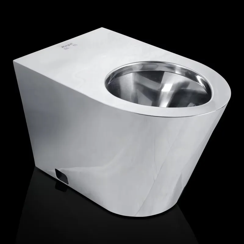640mm European Design Elongated One Piece Floor-mounted P-trap 304 Stainless Steel Toilet for Prison Use