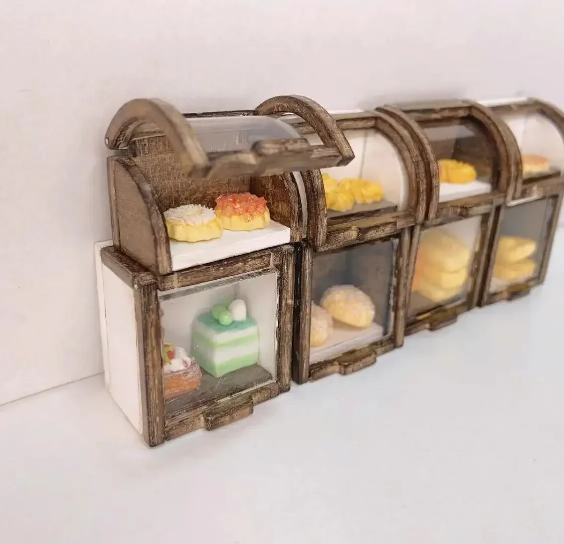 Miniature Cake Bread Display Table Tripod Storage Box Display Frame Dessert Shop Series Bjd Dollhouse DIY Furniture Accessories