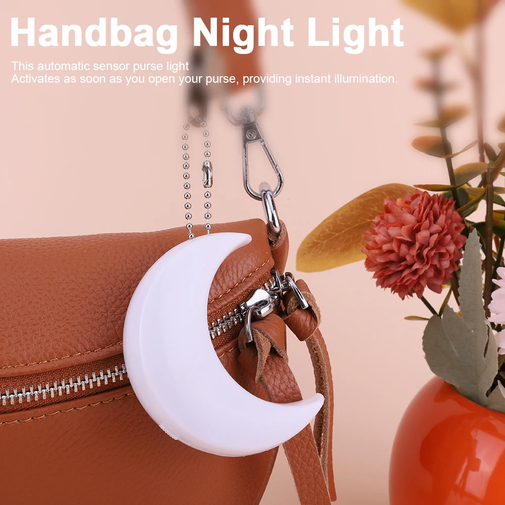 Moon Shape Handbag Light with Automatic Sensor Bag Hanging Night Light with Clip Handbag Touch Lamp Bag Accessories