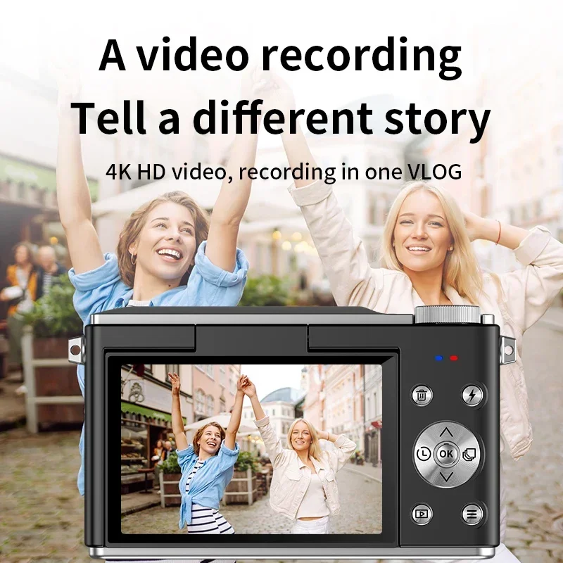 كاميرا رقمية 4K 64 ميجابكسل عتيقة 16X مسجل فيديو للتصوير الفوتوغرافي الرقمي 180 °   فليب شاشة Selfile لمدونة YouTube Ins Web Cam Vlog