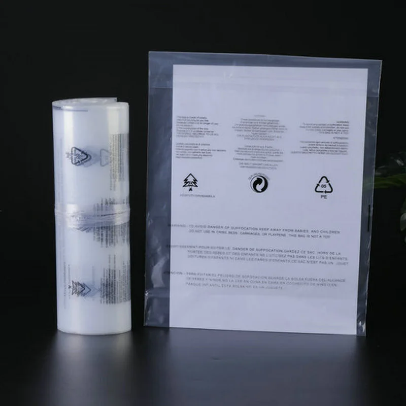 INPLUSTOP 100Pcs Transparent Clothing Pack Bags Plastic English Anti Suffocation Warning Words Towel Book Self-adhesive Pouch