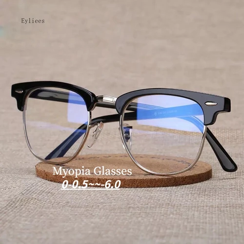 Gafas de miopía sin montura de gran tamaño a la moda para mujeres y hombres, gafas graduadas para miopía con acabado antiluz azul-1,0-1,5-2,0-2,5