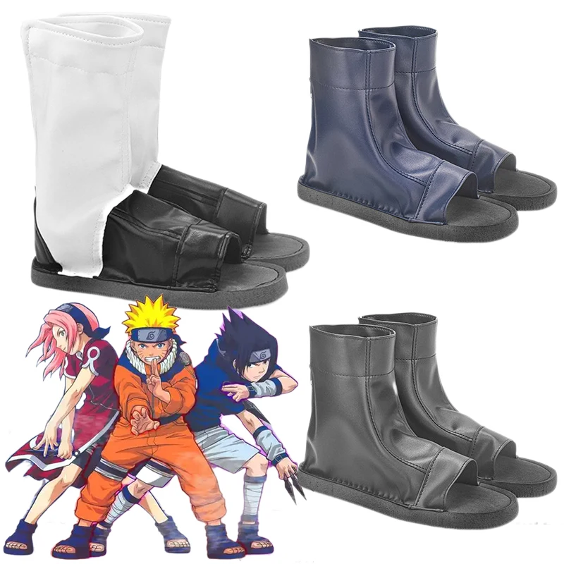 Anime Ninja Cosplay Shoes Ninja Konoha Uchiha Sasuke Sakura Haruno Hatake Kakashi Cosplay Black Blue White Shoes Adult Men Women