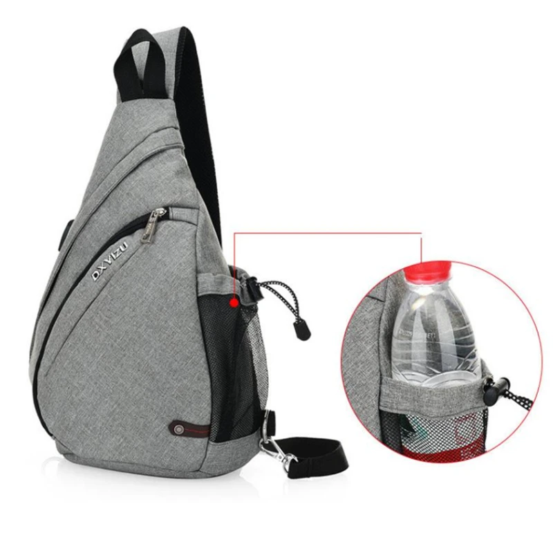 Sac à dos asymétrique pour hommes et femmes, sacoche à bandoulière USB pour garçons, cyclisme, sport, voyage, polyvalent, à la mode, pour étudiants,