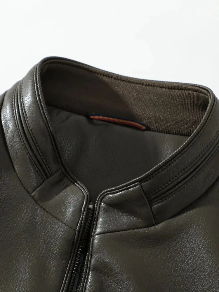 メンズPUレザージャケット、スタンドカラー、暖かいカジュアル、長袖、ジッパー開閉、スタンドフィット、ユースファッション、秋用コート