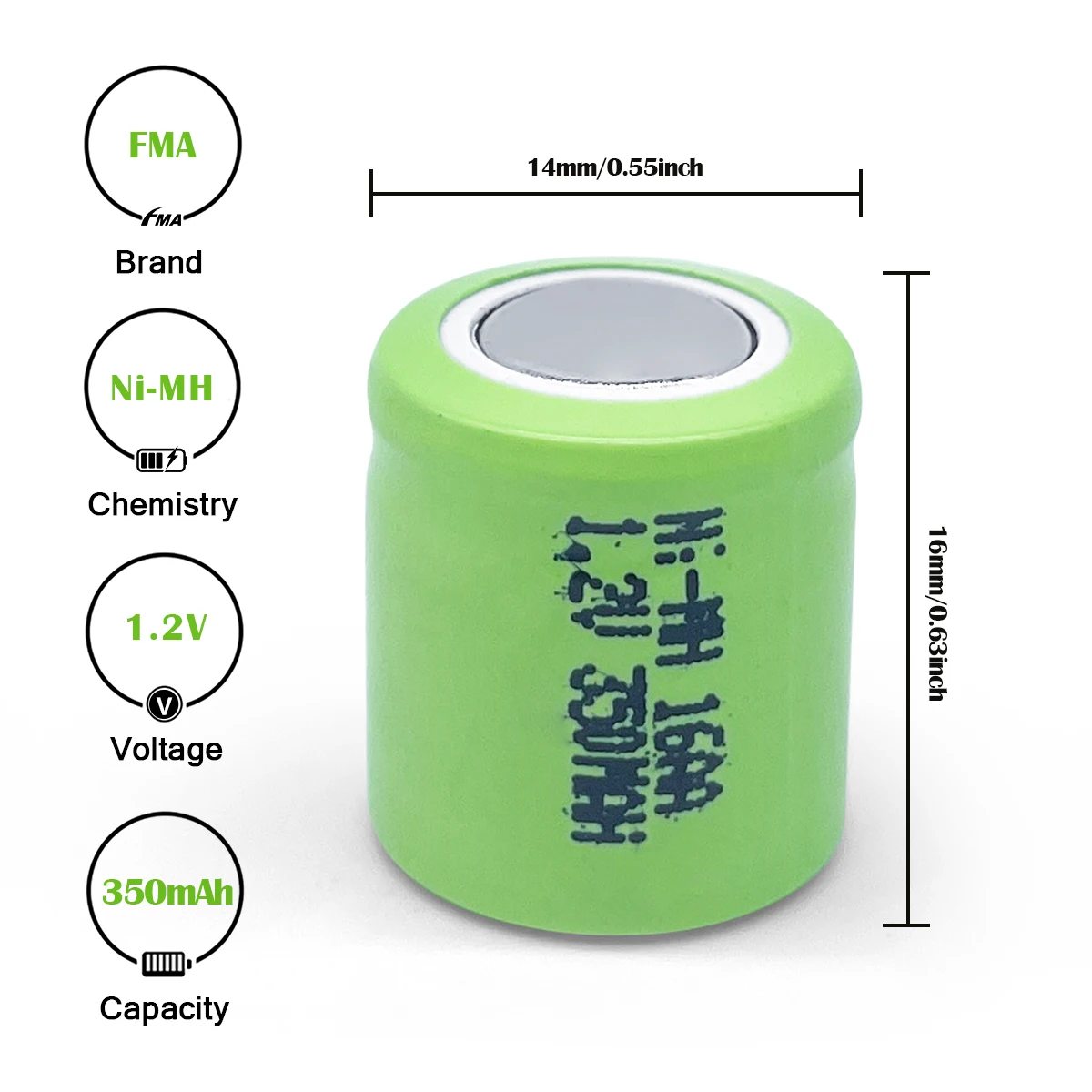 10x 1.2V 1/3AA 350mAh Ni-MH Rechargeable Battery For Emergency Exit Entrance Door Power Supply  Luminous Voice Model Toys