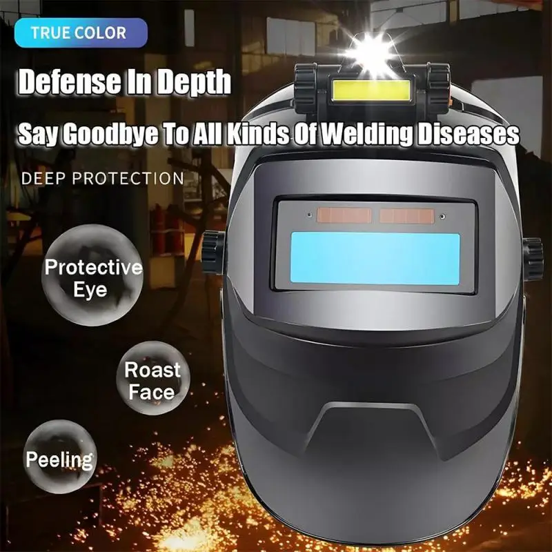 

Welding Mask Solar Automatic Dimming Large View True Color 130℃ High Temperature Resistant Welder Auto Darkening Welding Helmet