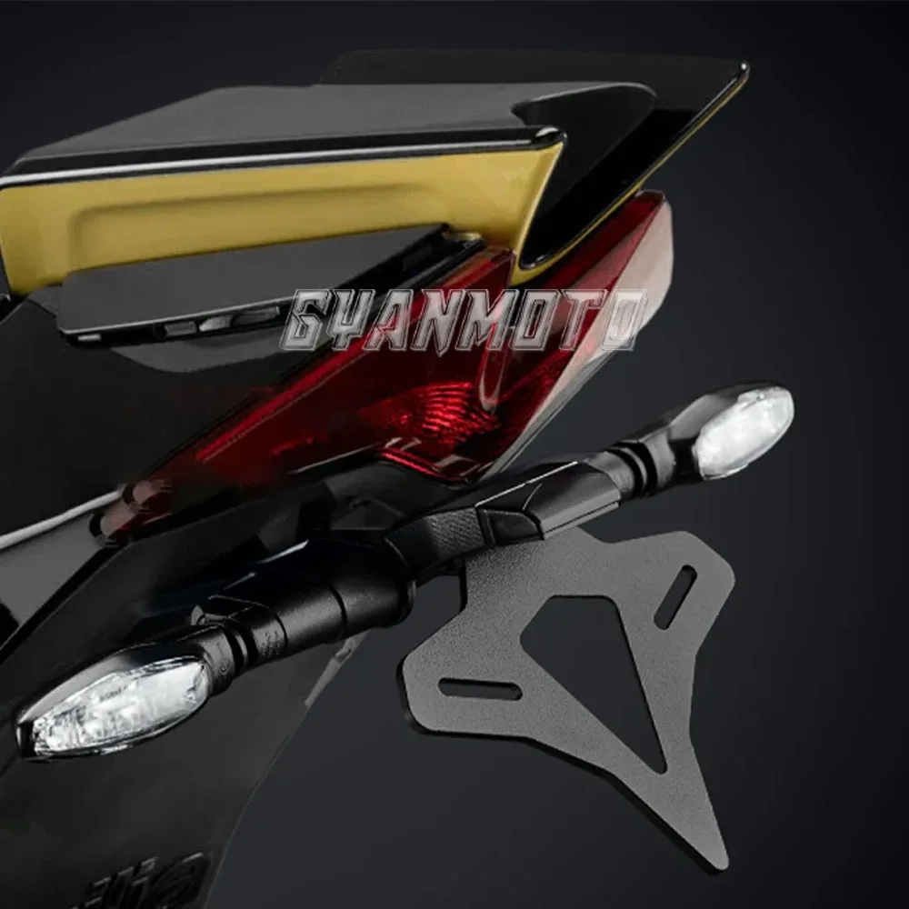 Untuk Aprilia RSV4 RS V4 2021-2024 stok ekor pendek belakang sepeda motor pemegang pelat nomor rapi braket stok belakang dengan lampu LED