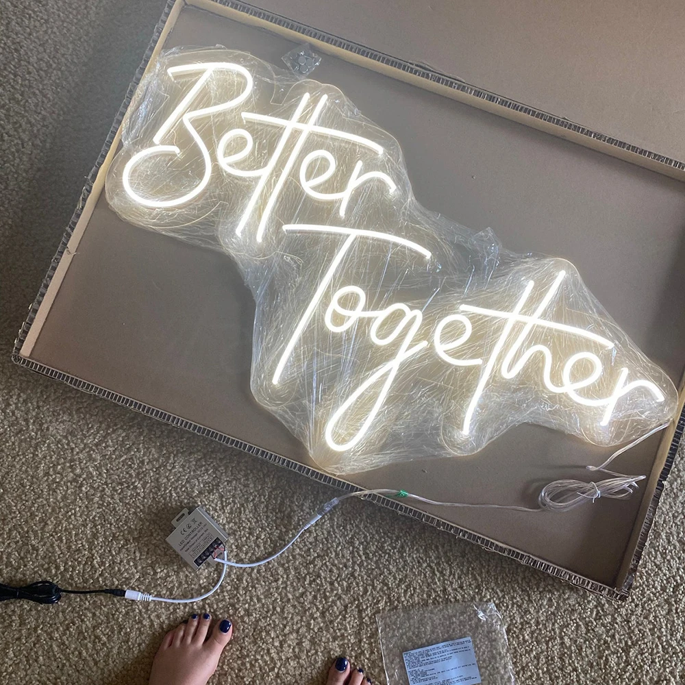 Better Together Neon Sign Custom Wedding Neon Led Sign Engagement Wall Decor Wedding Party Decor Gift for Couple Neon Art