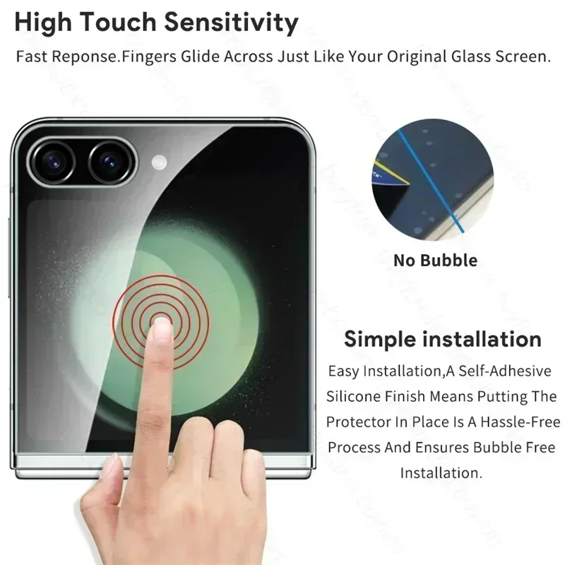 Sumsung ZFlip5 Glass 2PCS Protector de pantalla trasera completa de vidrio templado para Samsung Galaxy Z Flip5 5G Flip 5 6 Z5 vidrio protector