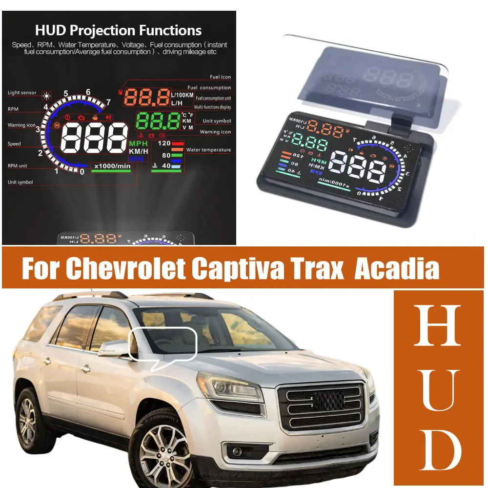 Car HUD Head Up Display LED Windshield Projection For Chevrolet Captiva CG 2006-2017 Trax TJ 2013-2020 Acadia AC 2018-2020
