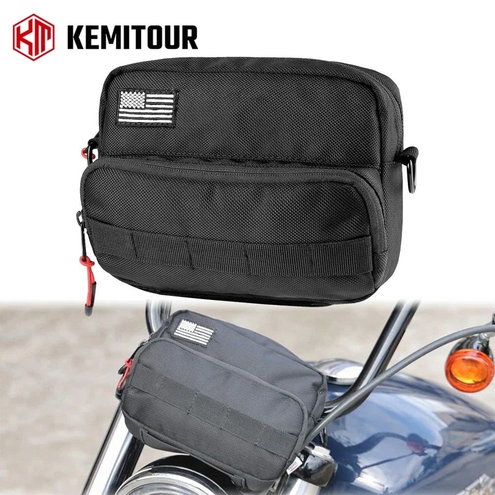 Motorcycle Handlebar Bag Universal Handle Bar Front Fork Storage Accessory Bag Sissy Bar Tool Bags For Cruiser Softail Sportster