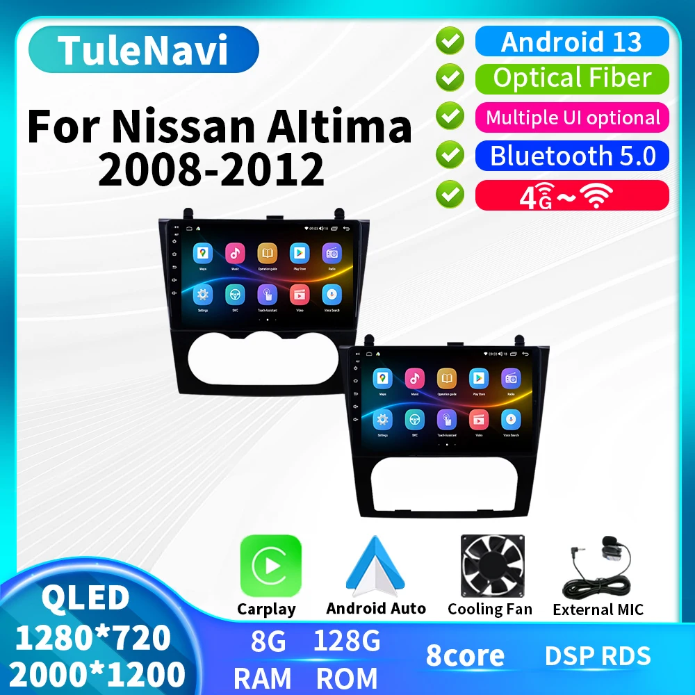 

128G Android13 For Nissan Teana Altima Manual 2008 2009 2010 2011 2012 Car Radio Stereo Video Player GPS Navi Multimedia Monitor