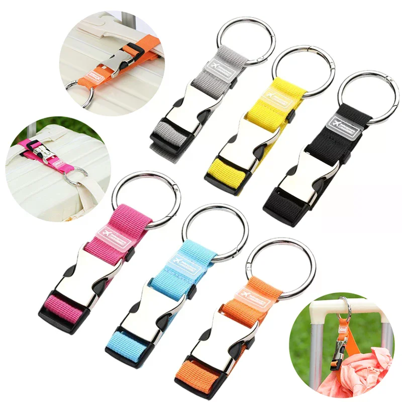 Travel Luggage Strap Portable Fixing Strap Metal Spring Clip Nylon Adjustable Backpack Tie Clip Gram Fixer Handbag Hook Strap