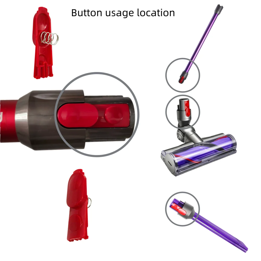 Cleaning Head Clip Latch Button Replacement for V7 V8 V10 V11 V15, Vacuum Cleaner Extension Wand Tube Button (with Spring)