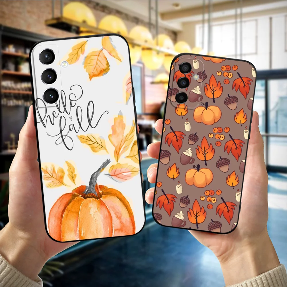 Black tpu Case For Samsung galaxy A54 A34 A14 5G A04 NOTE 20 10 9 PLUS ultra+ cover Thanksgiving Pumpkin