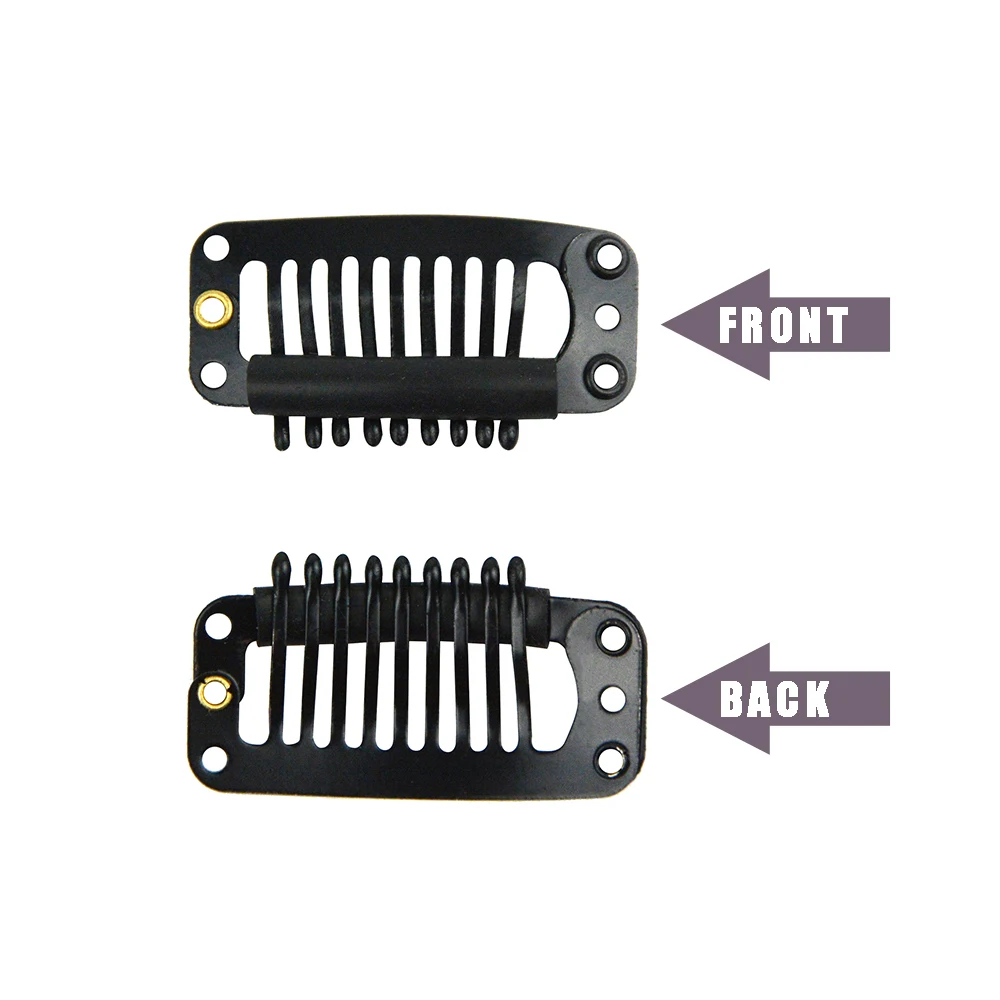 12 pcs 32mm 9-teeth Hair Extension Clips Wig Clips Combs Snap Clips with Rubber for Hair Extension Toupee DIY