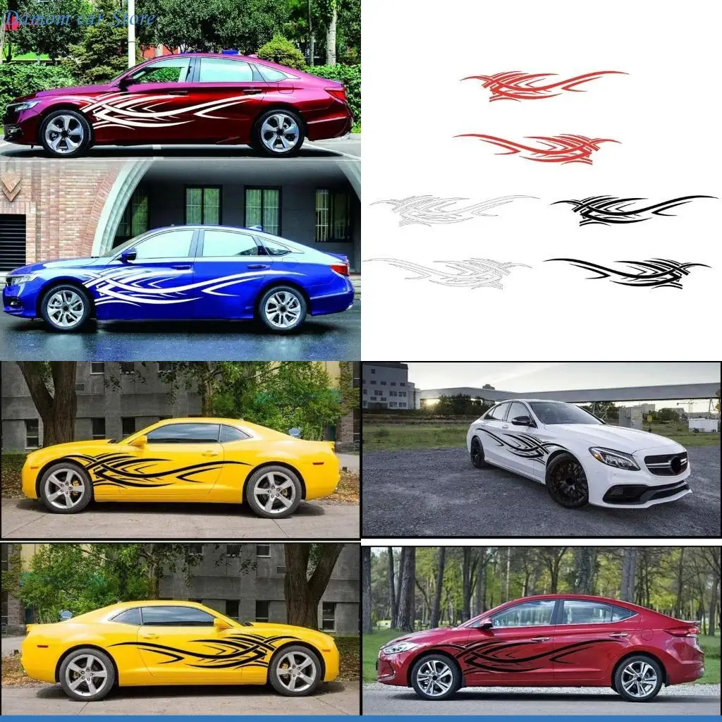 

A2UC Sticker Car Decal Auto боковая кузов виниловая полоса Графическая линия наклейка 2 ПК