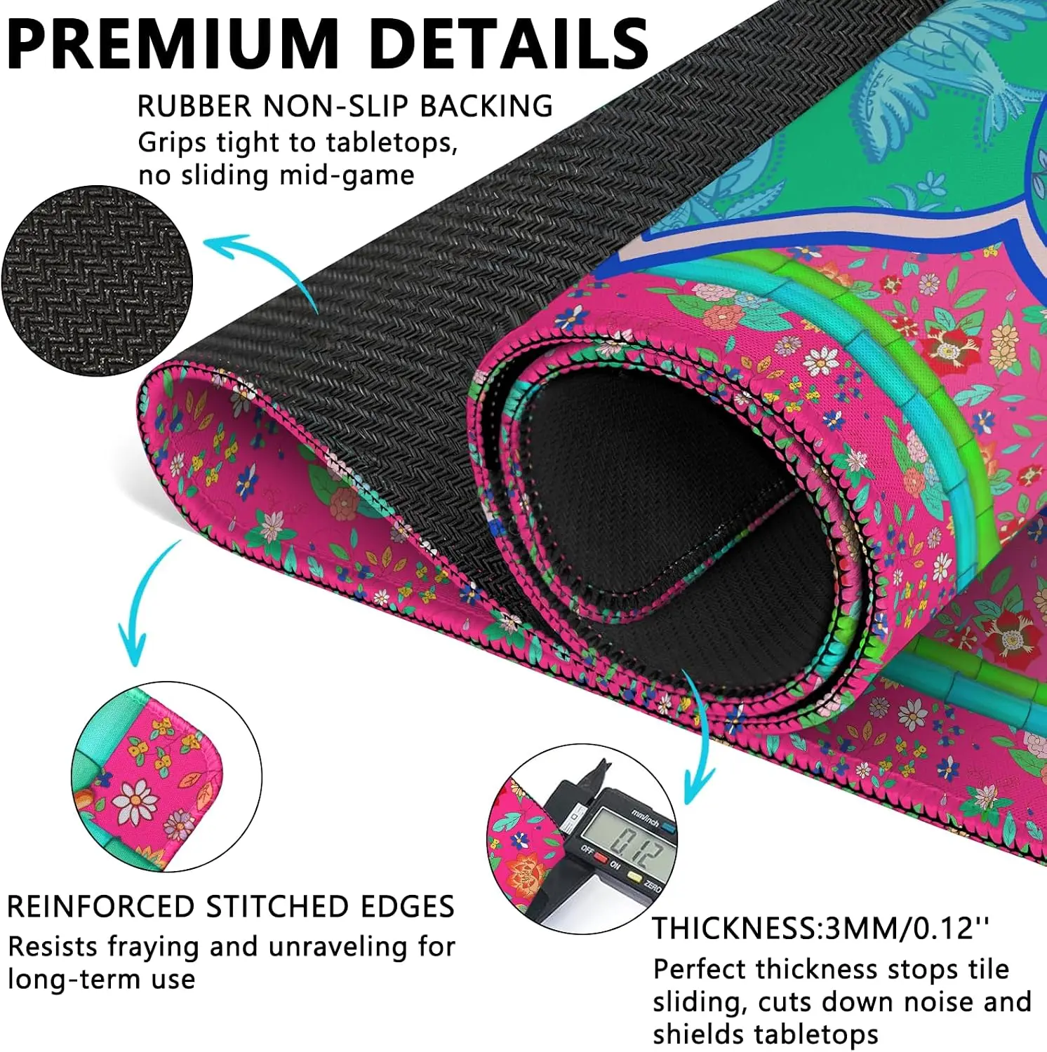 31.5 Inch Mahjong Mat with Carrying Bag Non-Slip Noise Reduction Table Cover Mahjong Gift for Women Mahjong Poker Tile Games