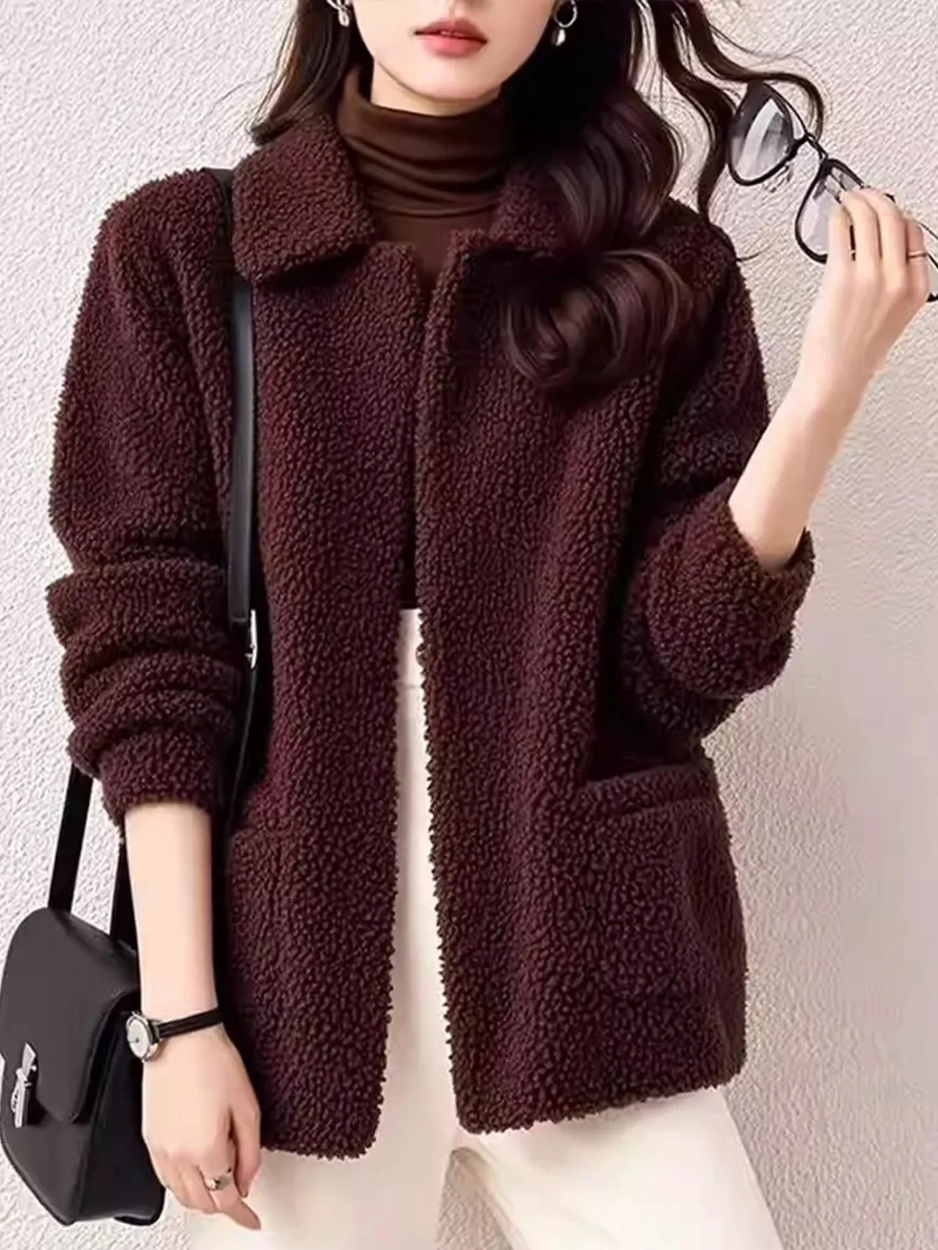 

Женская осенне-зимняя плюшевая куртка с длинным рукавом, утепленная верхняя одежда, модное женское модное пальто для осенне-зимнего сезона