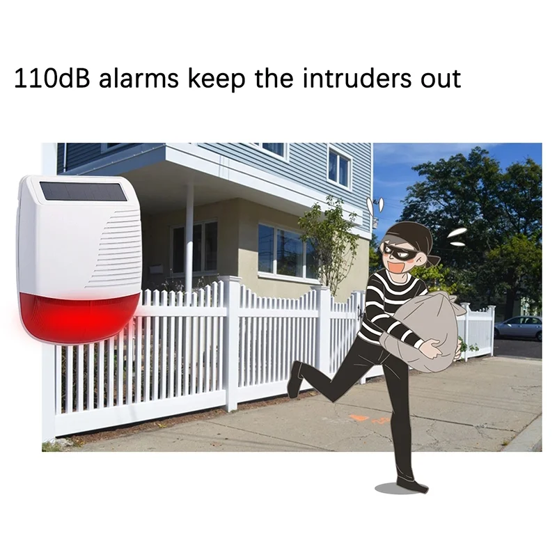 CPVAN Outdoor Wireless Siren 110dB Sound For Home Security Burglar Alarm System 433mhz Accessory Use With Host