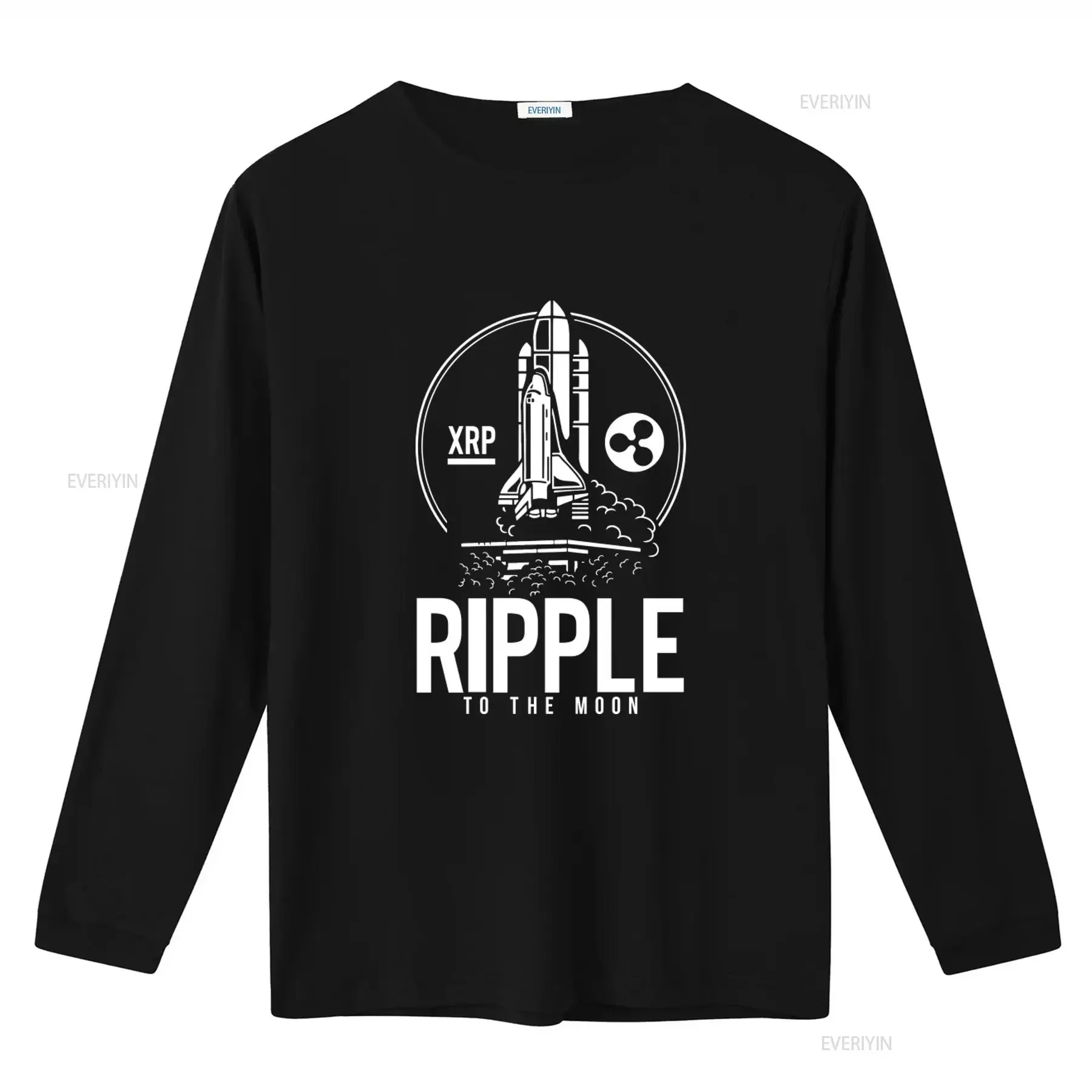 XRP Ripple To The Moon Crypto Style Cotton T Shirt For  vintage Washed Top For Everyday Wear Casual Stretched streetwear