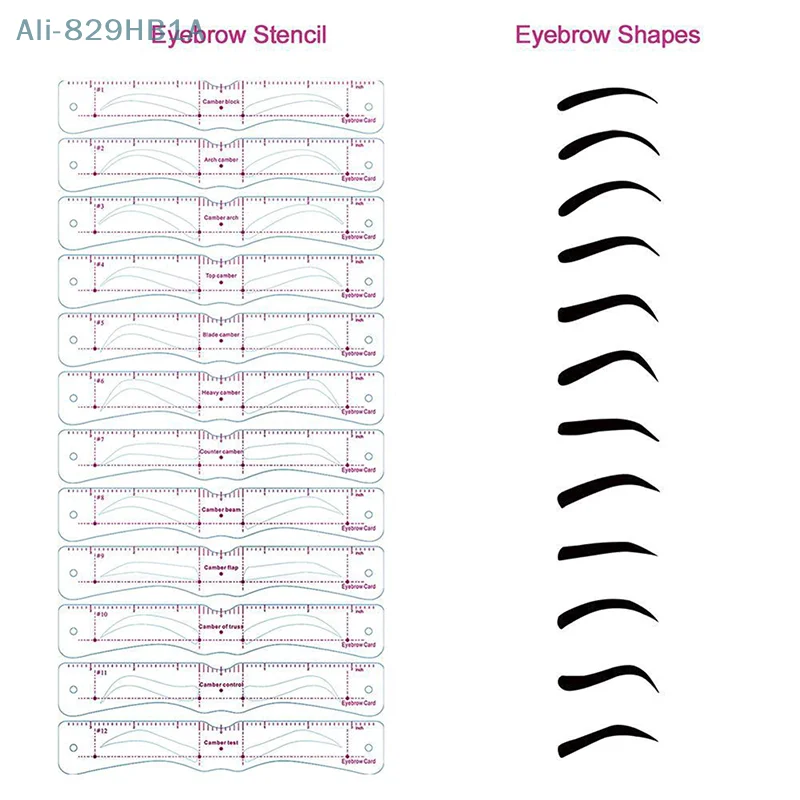 再利用可能な眉毛ステンシルセット、描画ガイド、スタイリング、グルーミング、テンプレートカードキット、アイブロウシェイパー、メイクアップ、12個