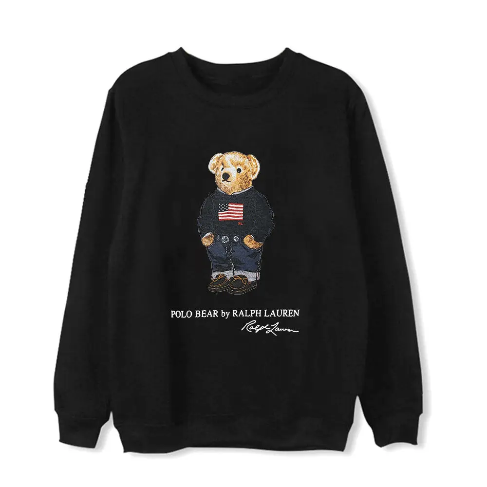 Autumn and Winter New Crew Neck Sweater Peripheral Clothes Bear Cute Long Sleeve Top Velvet Spring and Autumn Crew Neck Top