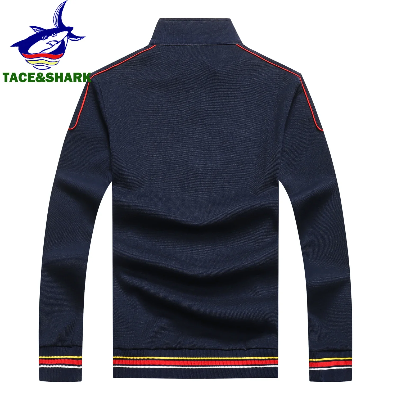 TACE&SHARK 2023 Casual Business Polo Shirt Pullover Half Zipper Long Sleeve Polo Shirt for Men Fashion Shark Embroidery