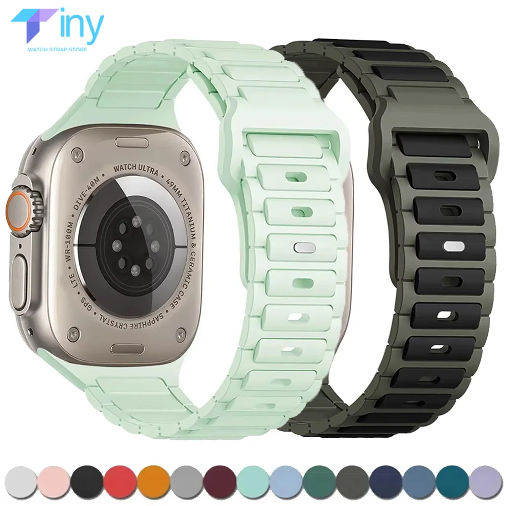 Silicone Strap for Apple Watch Band Ultra 2 49mm 46MM 45mm 44mm 41 40mm 42mm Wristband For Iwatch Series 10 9 8 7 6 SE Bracelet