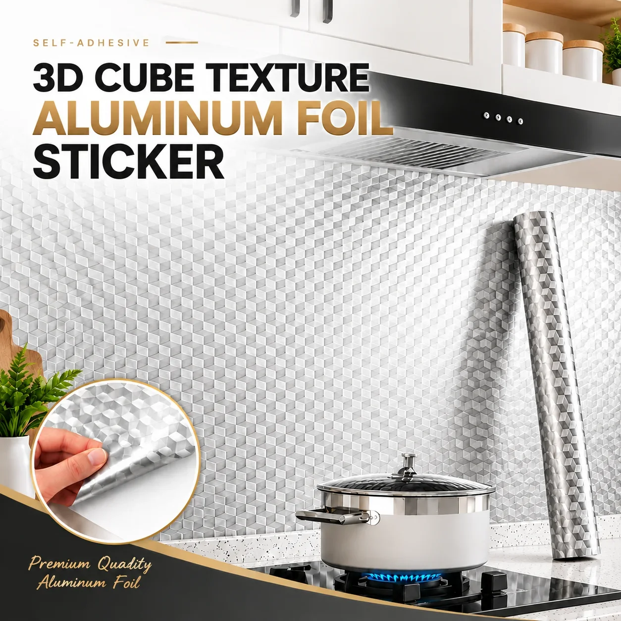 Stain-Resistant PVC Kitchen Wallpaper Waterproof Heat-Resistant And DIY-Friendly Suitable For Kitchen Countertop And Cabinet.
