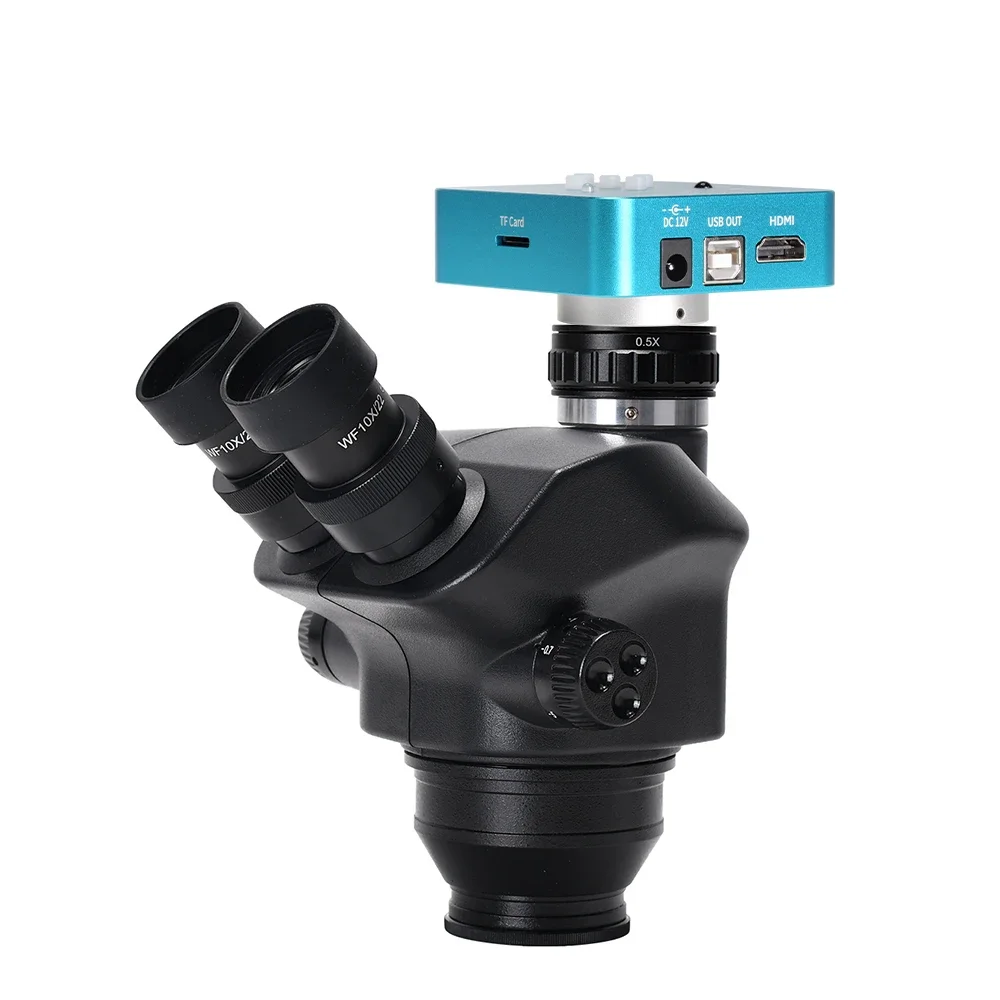 HY-1139 Professional 7X-50X Zoom Optical Stereo Microscope 34MP Simul-Focal Trinocular Microscope Camera Set for PCB Soldering